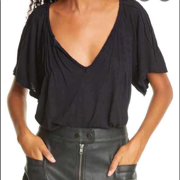 Free People Lovely Day Split Neck T-Shirt - Picture 2 of 3